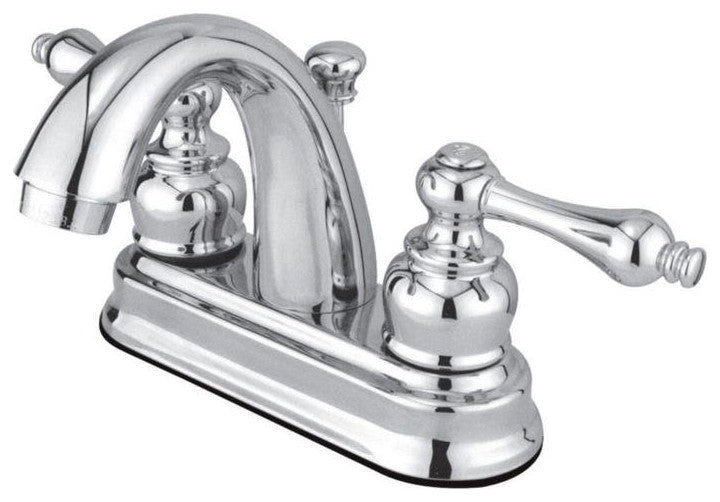 Restoration Centerset Lavatory Faucet, Metal Lever Handles, Polished Brass