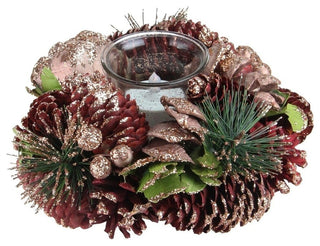 7" Dusty Rose Pine Cone Artificial Christmas Votive Candle Holder