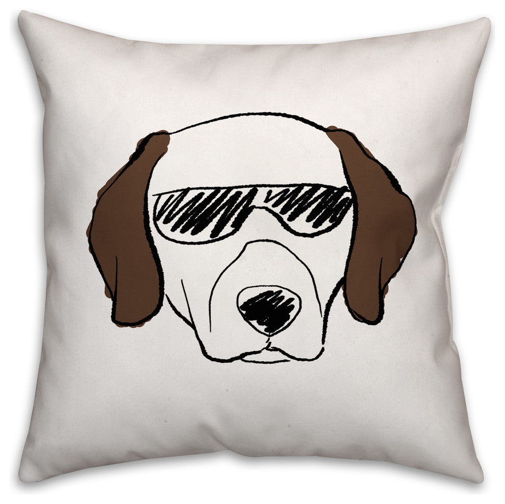 Dog with Sunglasses 18x18 Spun Poly Pillow