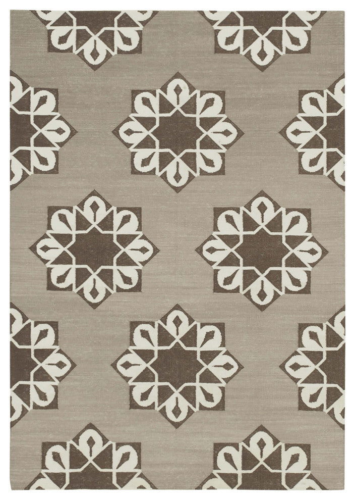 Rug N Carpet - Handmade Wool 3' 10'' x 5' 5'' Modern Design Dhurrie Kilim Rug