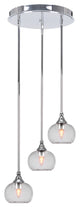 Empire 3-Light Cluster Pendalier, Chrome/Clear Bubble