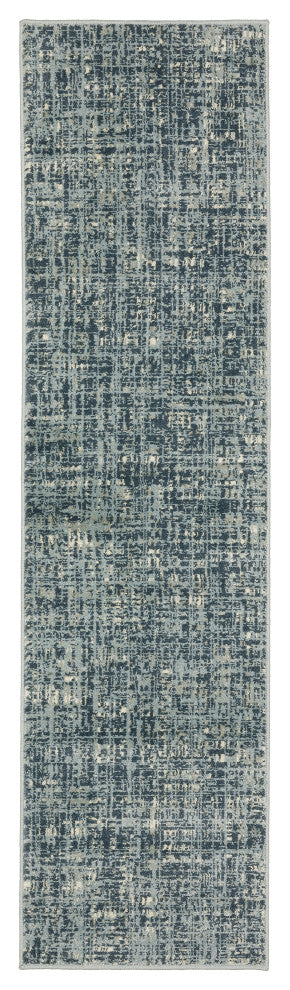 Bastian Etched Striped Teal/ Grey Indoor Area Rug, Blue, 1'10"x7'3"