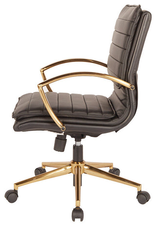 Mid-Back Faux Leather Chair, Black