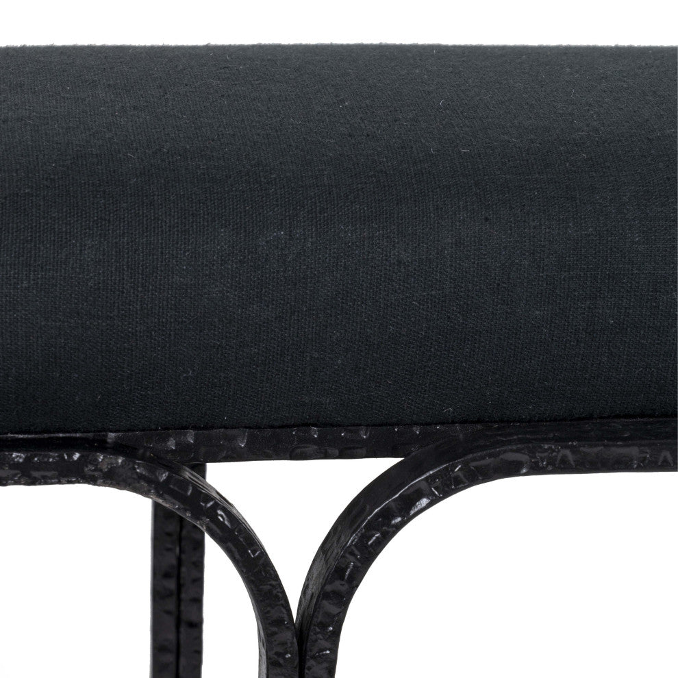 Bryn Black Linen Bench - Black