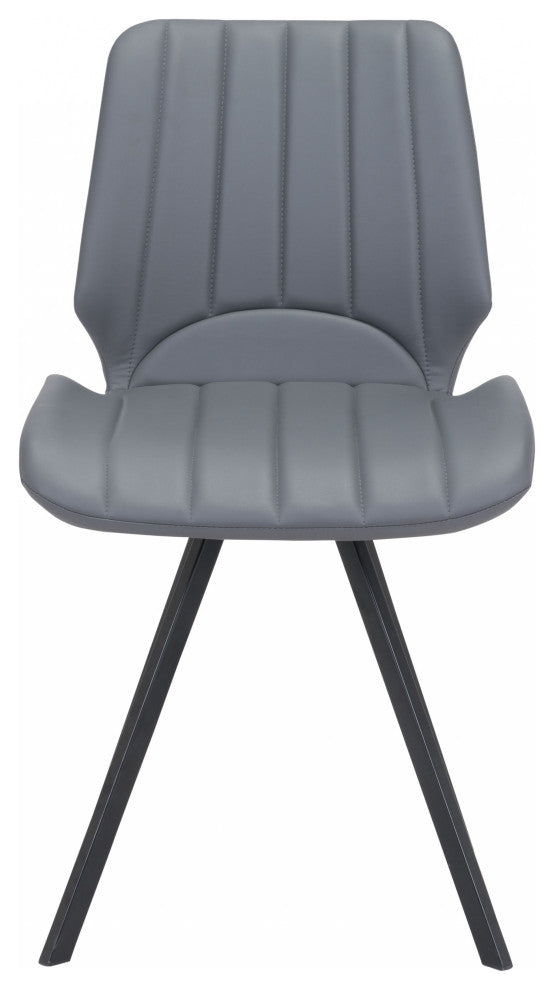 Set of Two Patterned Gray Dining Chairs