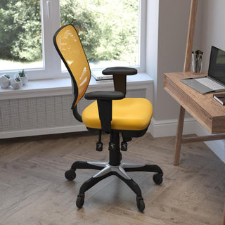 Nicholas Mid-Back Multifunction Ergonomic Office Chair-Yellow-Orange