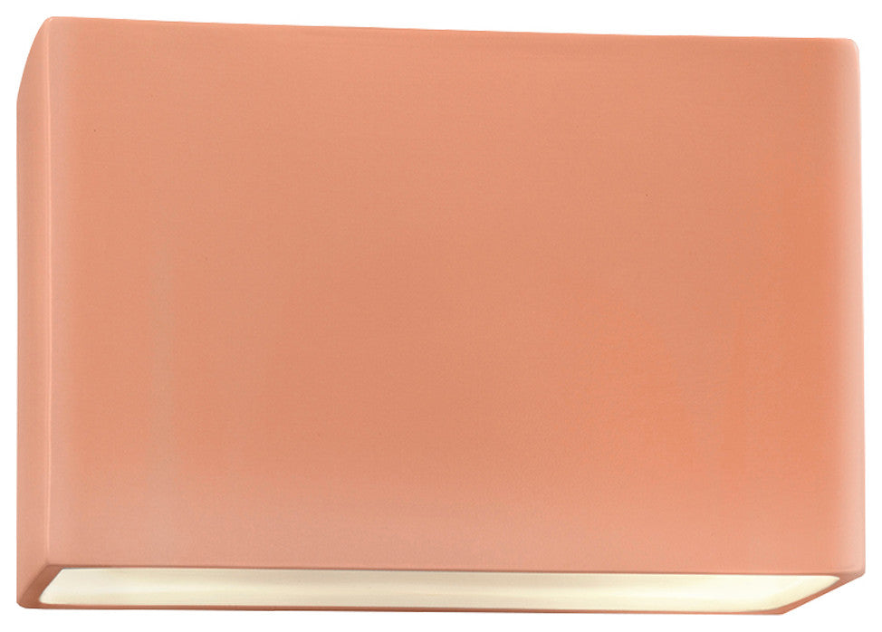 Ambiance Large Wide Rectangle Wall Sconce, Closed, 12", Gloss Blush, E26