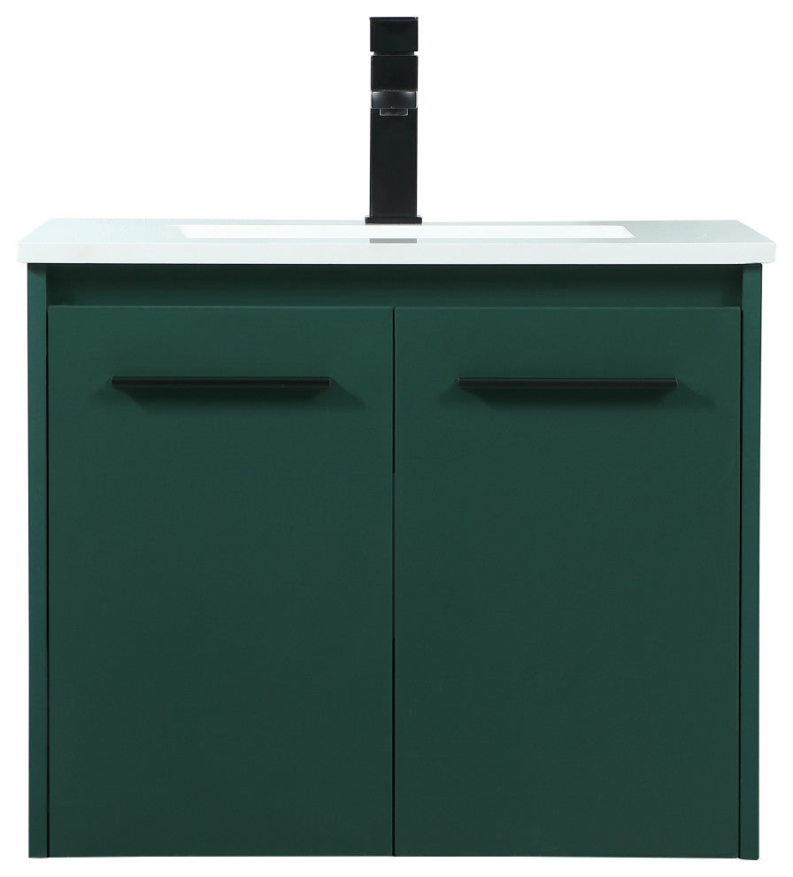 Phoebe Single Bathroom Vanity, Green, 24", Without Backsplash