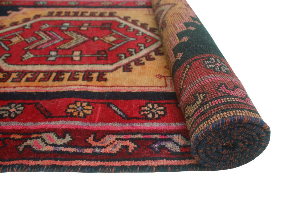 Fine Vintage Distressed Pegah Charcoal/Red Runner, 3'4x10'10