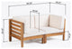 GDF Studio Dawson Outdoor 2-Seater Acacia Wood Sectional Loveseat Set, Beige