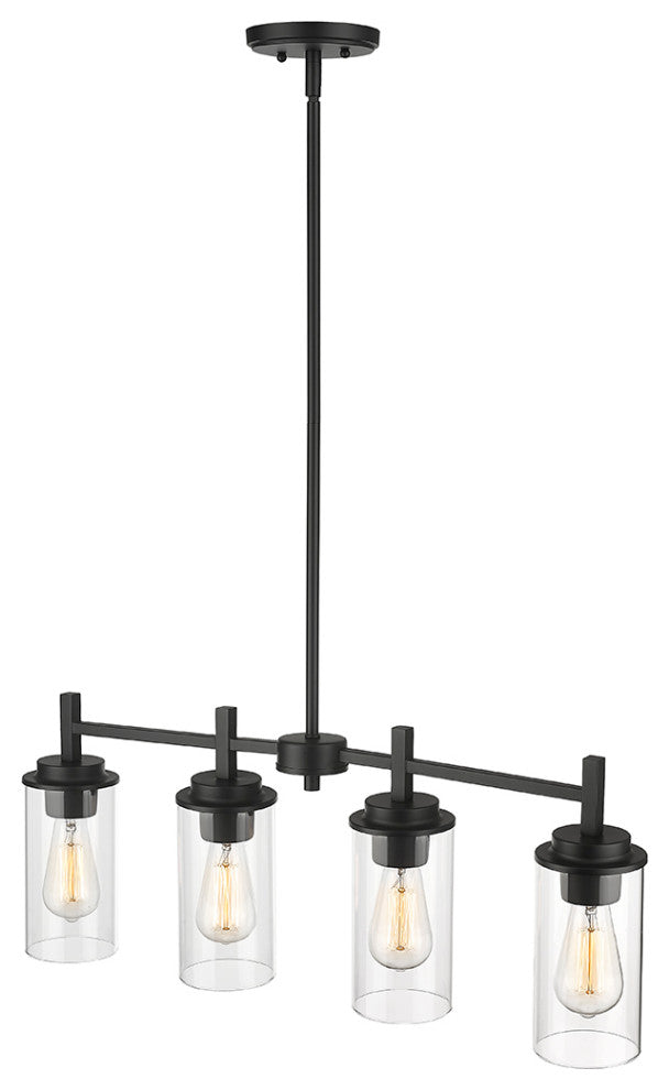 4 Light 28" Matte Black Chandelier