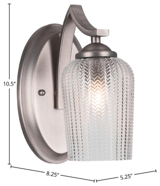 Zilo Wall Sconce Shown, Graphite Finish With 5" Clear Textured Glass
