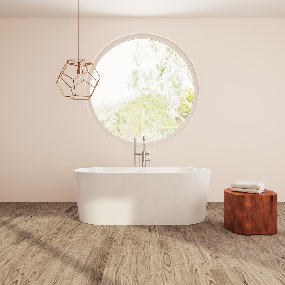 Perlato Andorra Freestanding Soaking Tub, White, 67"