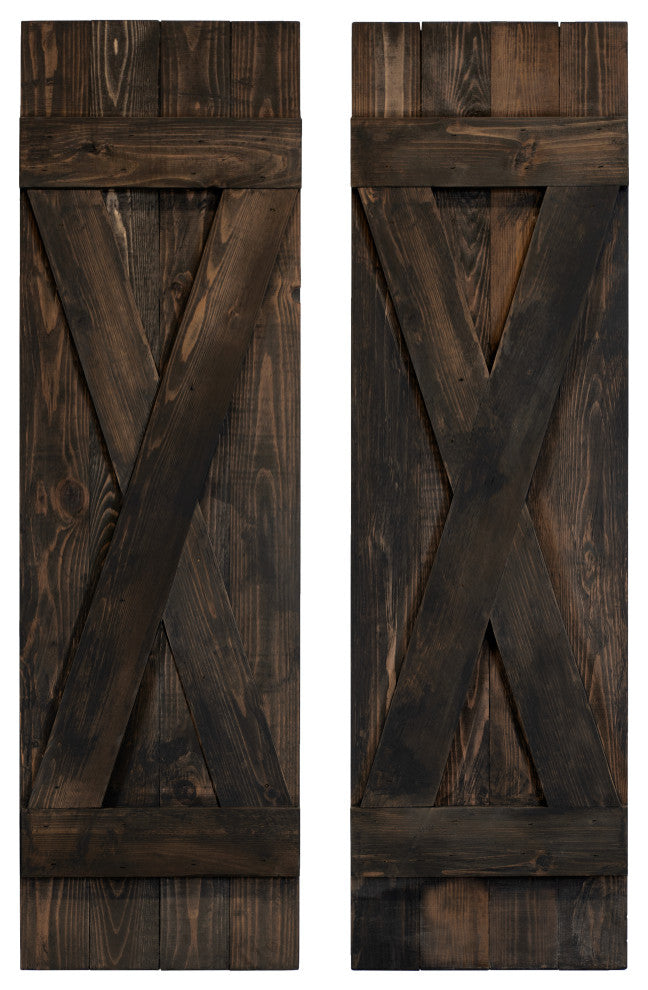X Board and Batten Exterior Shutters Pair, Slat Black, 36"