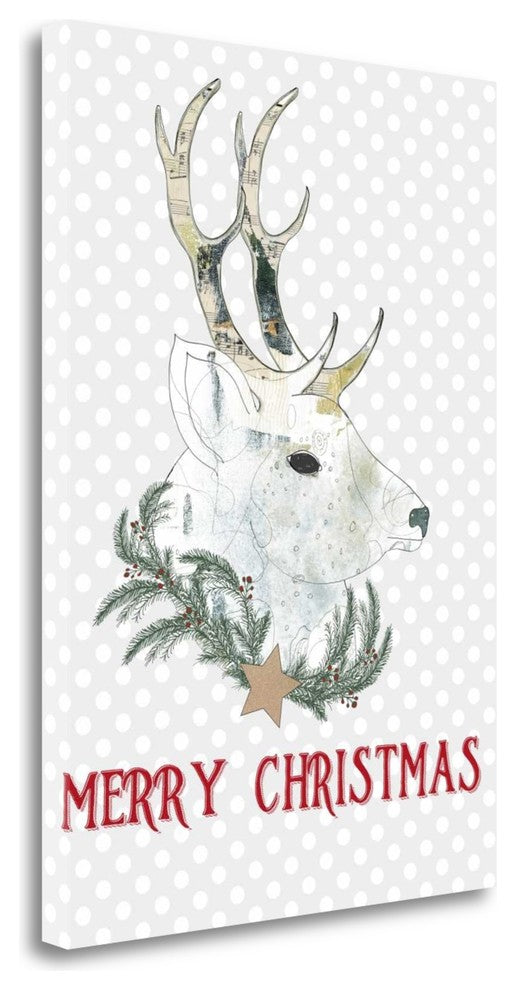 "Merry Christmas Buck" By Sarah Ogren, Giclee Print on Gallery Wrap Canvas