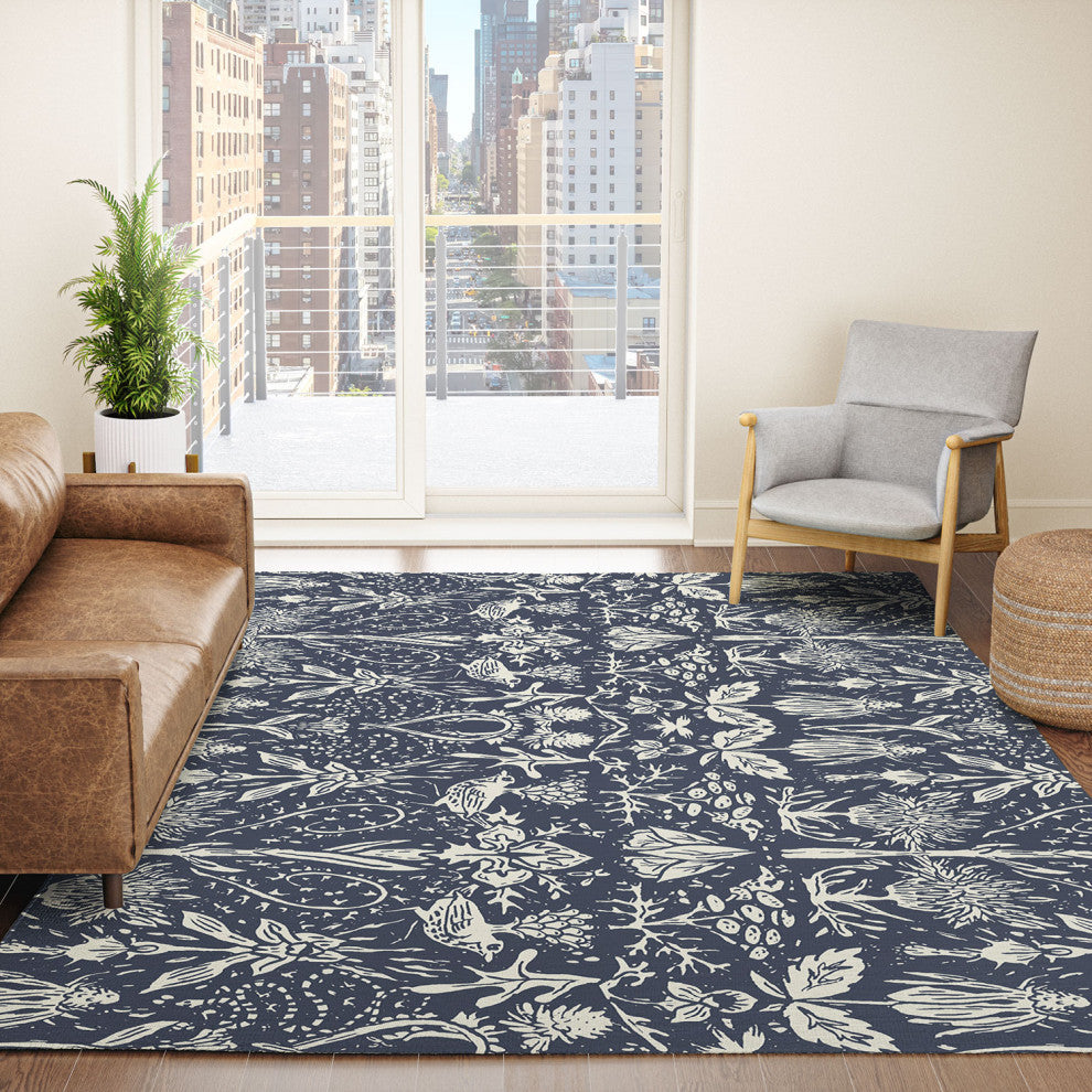 Becky Bailey Flight of Fancy in Dark Blue Area Rug