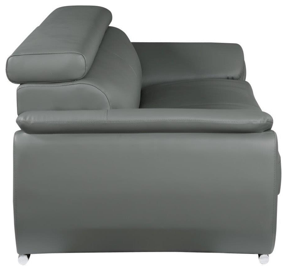 Nestore Premium Genuine Leather Match 2-Piece Sofa Set Gray