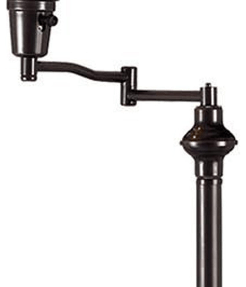59" Bronze Swing Arm Floor Lamp With Beige Empire Shade