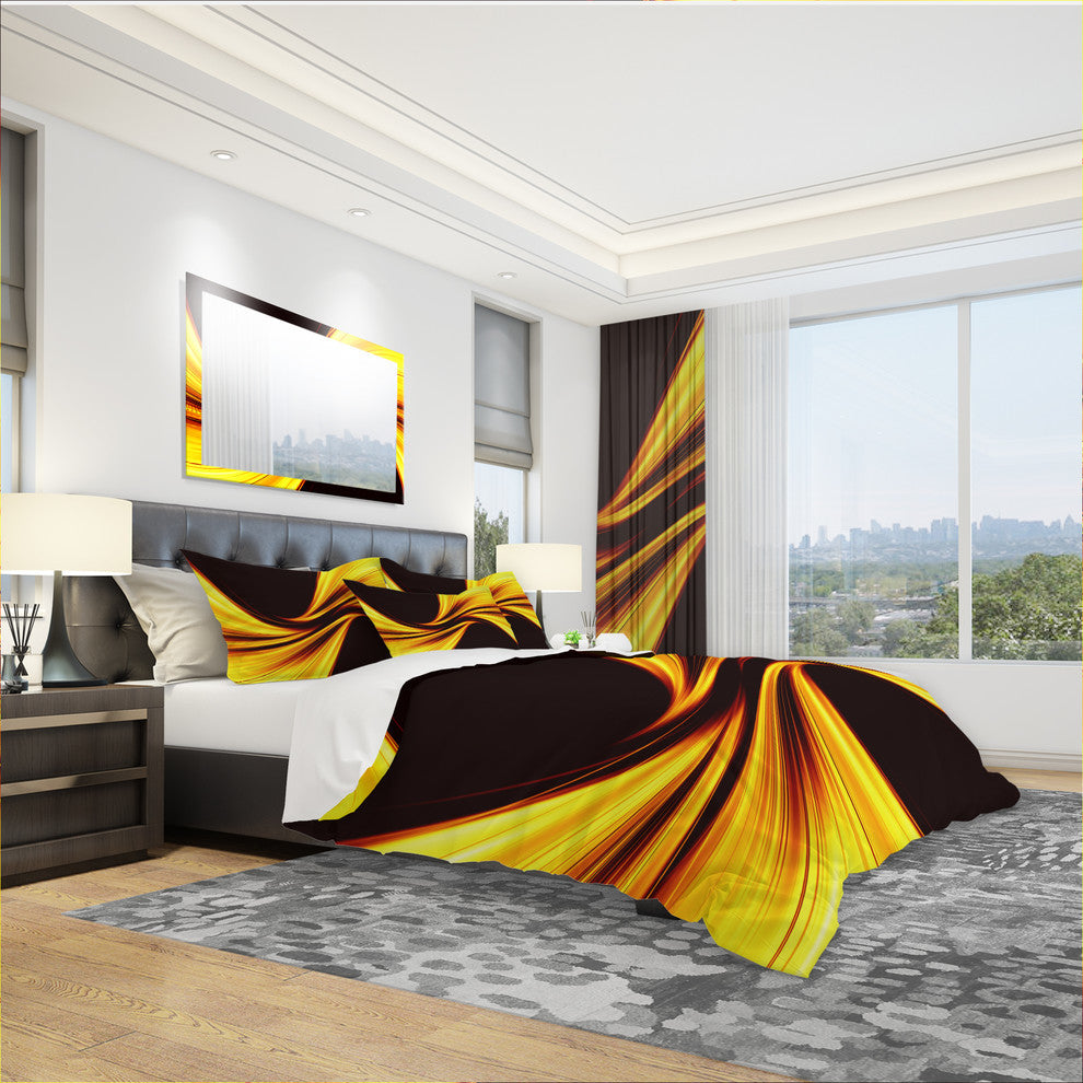 Mellow Yellow Harmony Abstract Modern Duvet Cover Set, King