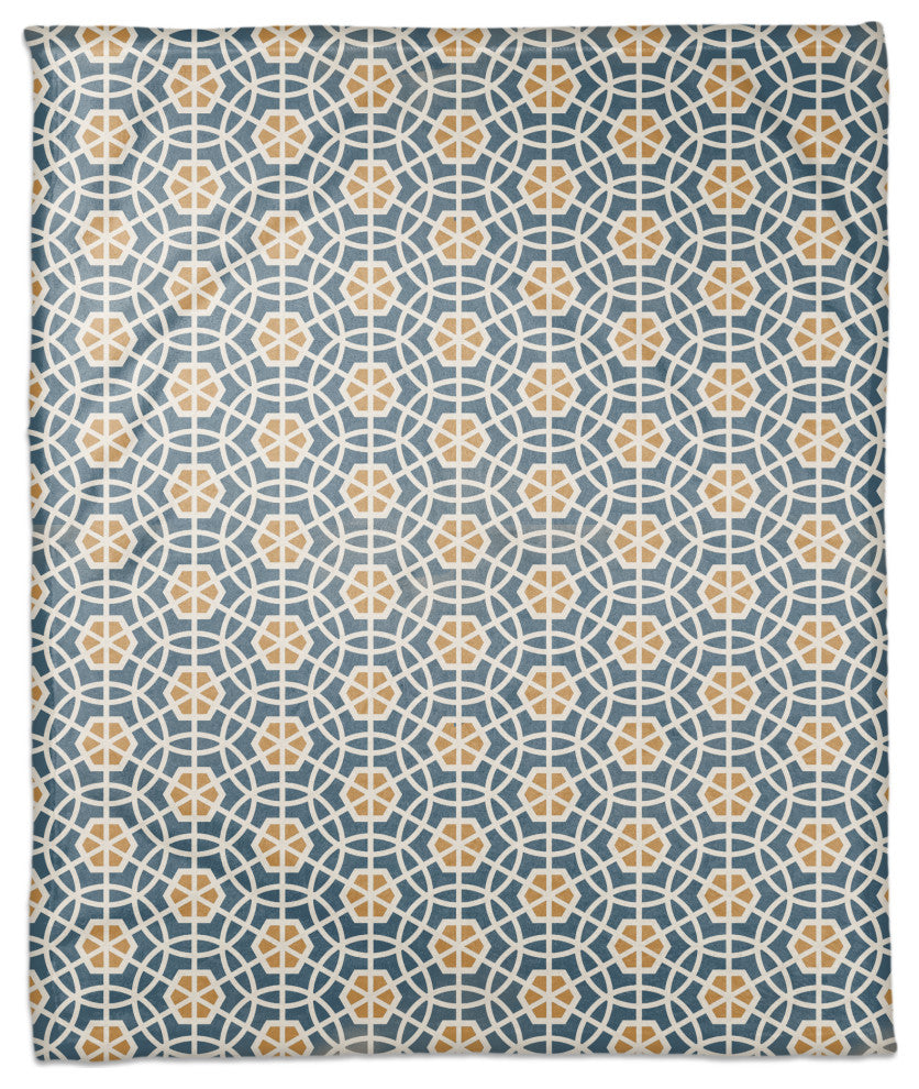 Blue and Yellow Circle Hex 50x60 Coral Fleece Blanket