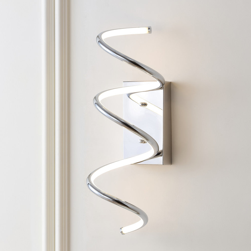 Scribble 7" Modern Metal Integrated LED Vanity Light Sconce, Chrome