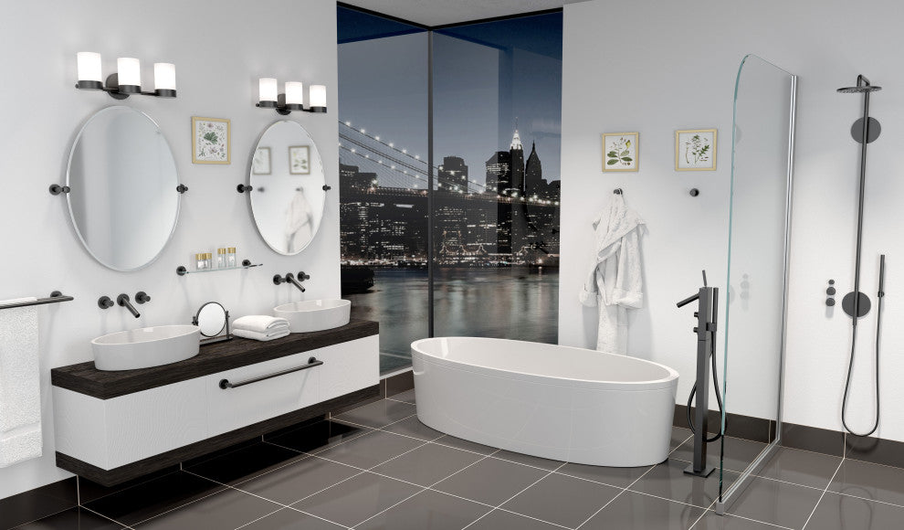 Glam Frameless Rectangle Mirror, Matte Black, 24"
