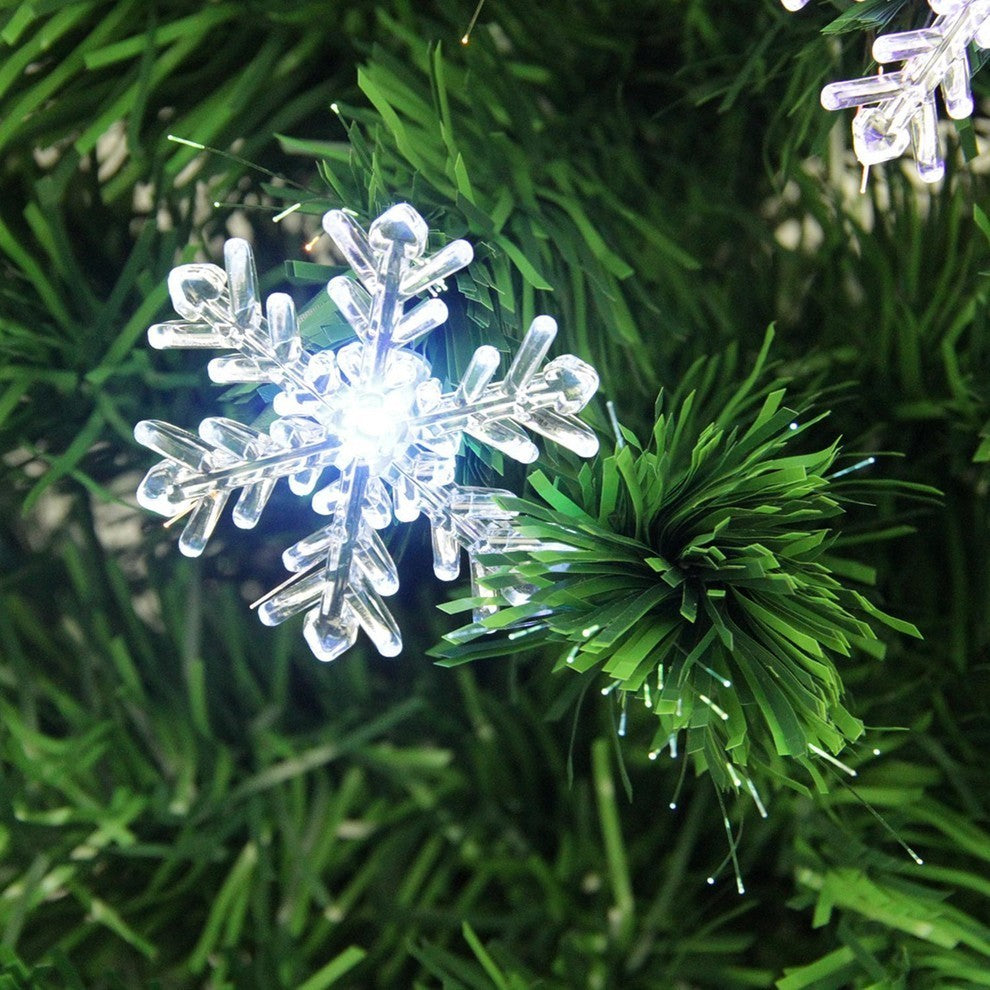 Pre-Lit Color Changing Fiber Optic Christmas Tree With Snowflakes, 3''