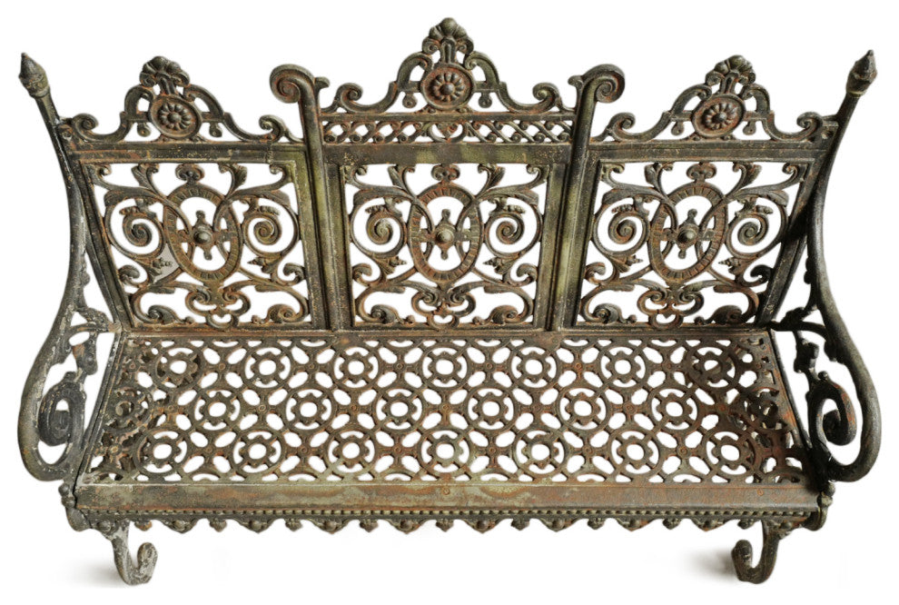 Consigned French Cast Iron Garden Bench