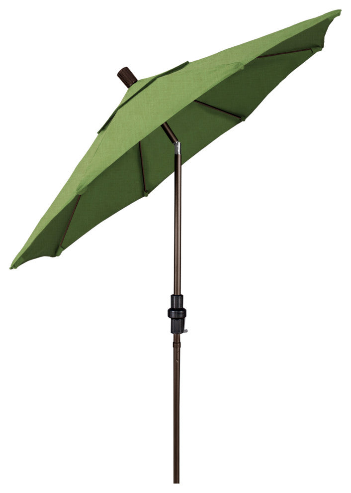 7.5' Bronze Collar Tilt Lift Fiberglass Rib Aluminum Umbrella, Sunbrella, Spectrum Cilantro
