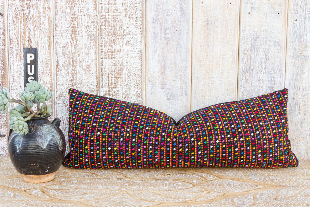 Long Vintage Mayan Brocade Itotia Pillow