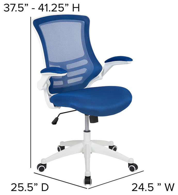 Mid-Back Mesh Swivel Ergonomic Task Office Chair, Blue/White