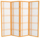 5' Tall Double Cross Shoji Screen, Honey, 4 Panels