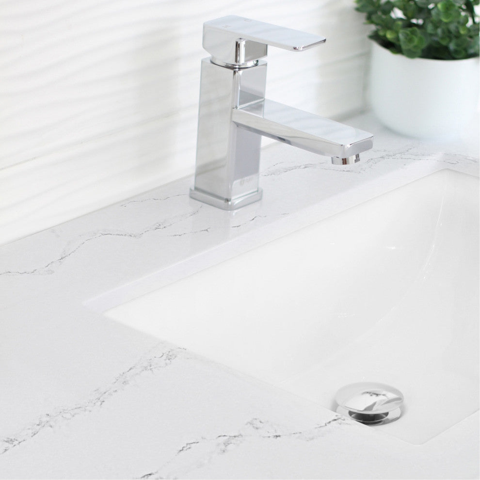 STYLISH 21" Rectangular Undermount Ceramic Bathroom Sink, 2 Overflow Finishes