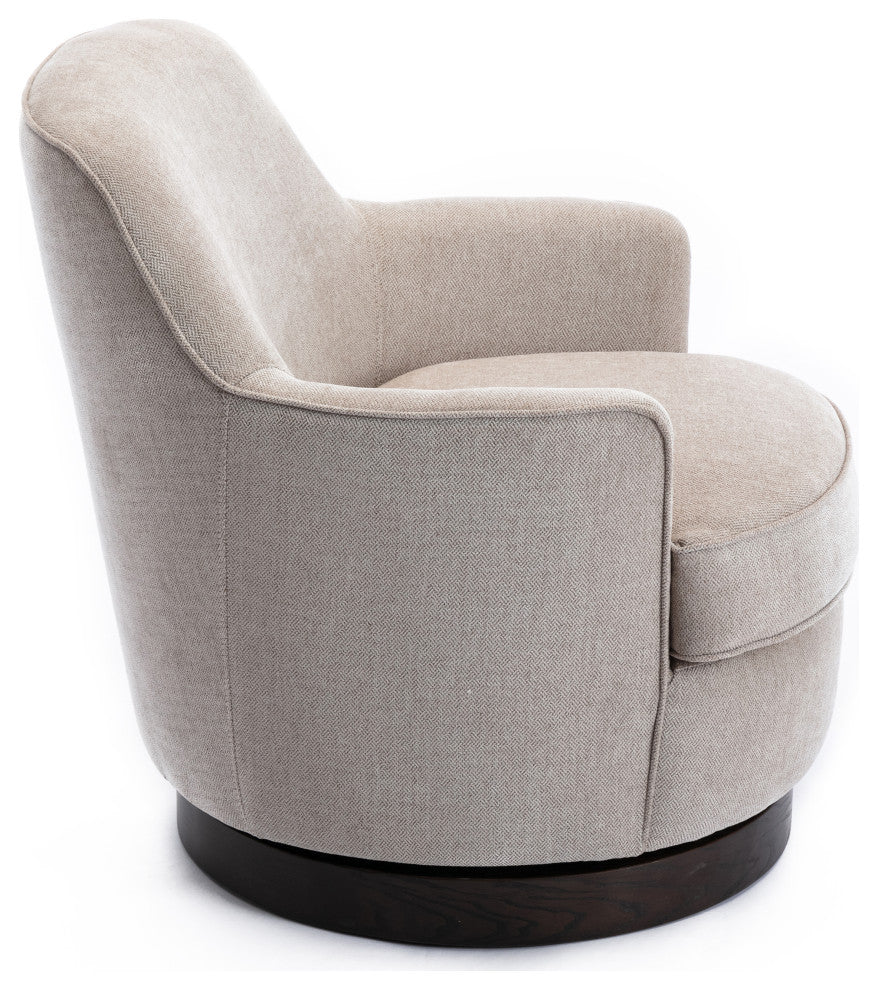 Reese Oatmeal Wood Base Swivel Chair