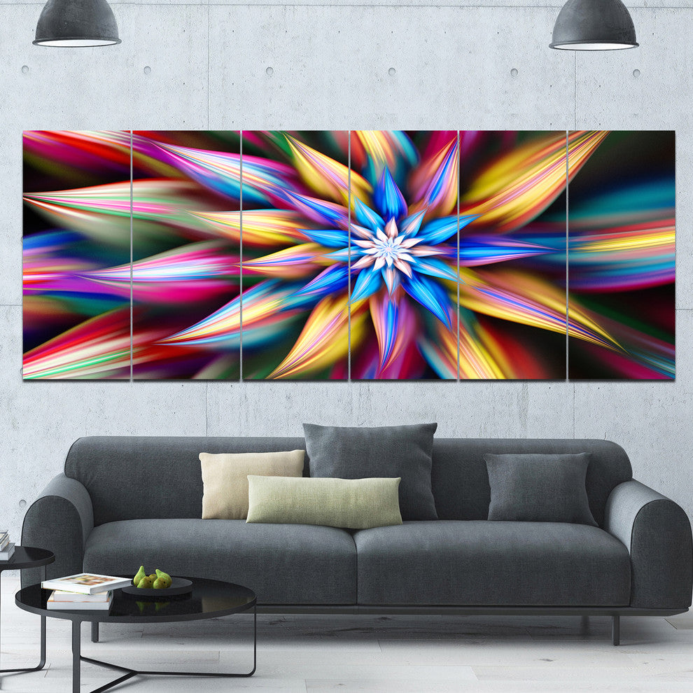 Exotic Multi Color Flower Petals, Floral Canvas Art Print, 70"x28", 6 Panels
