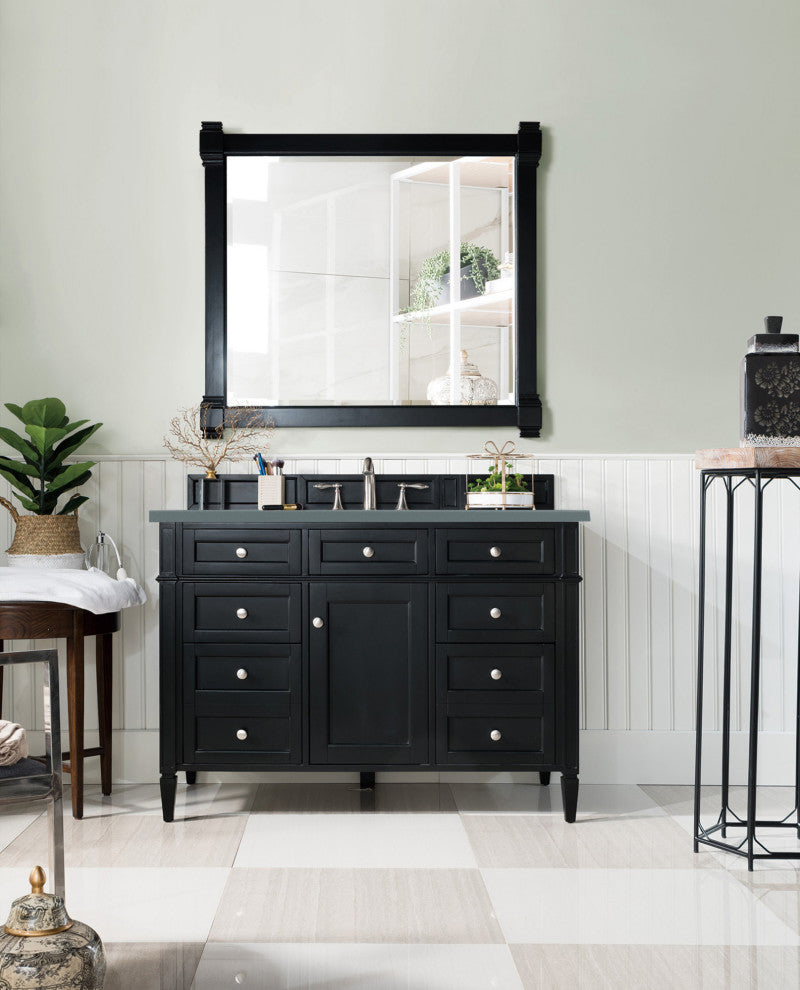 James Martin 650-V48-BKO-3CBL Brittany 48" Black Onyx Single Vanity Quartz Top