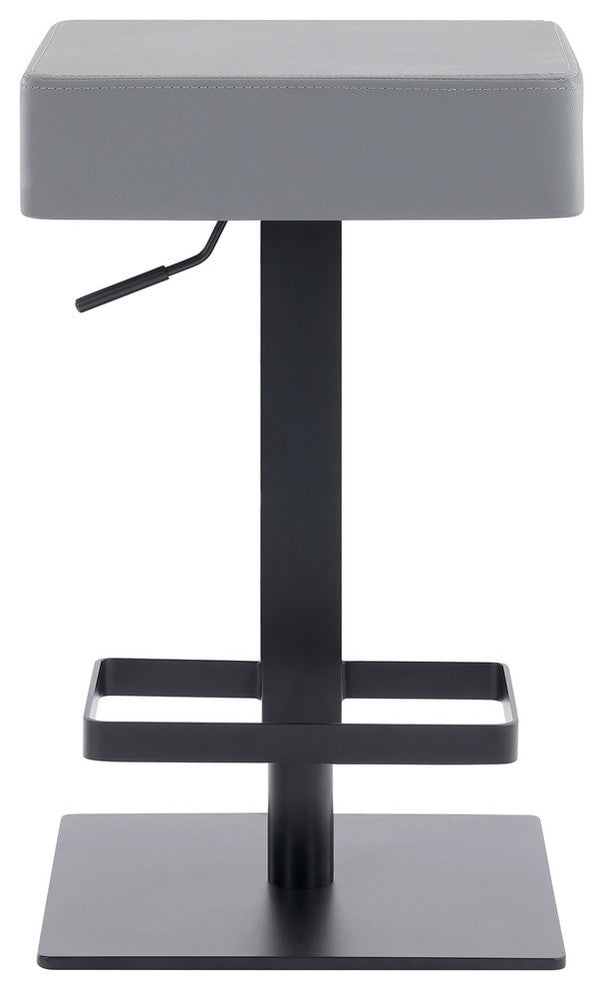 Kaylee Contemporary Swivel Barstool in Matte Black Finish and Gray Faux Leather