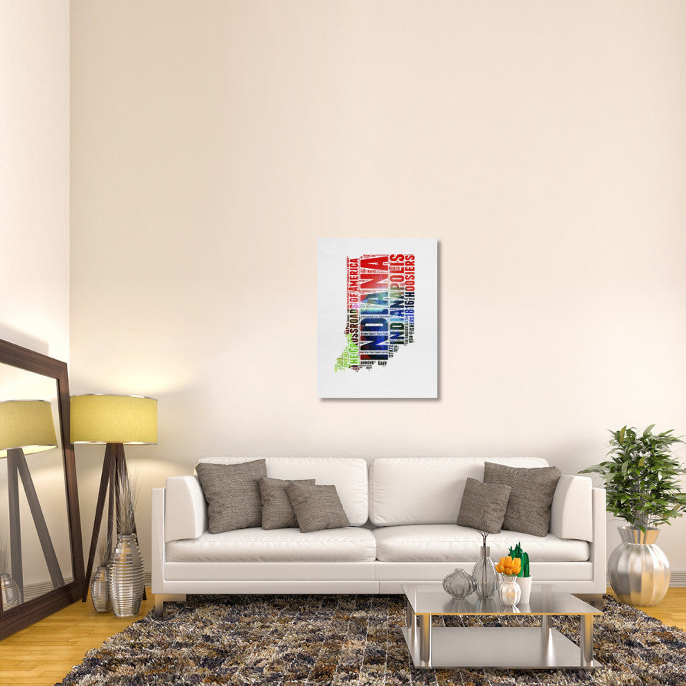 "Indiana Watercolor Word Cloud" Fine Art Print