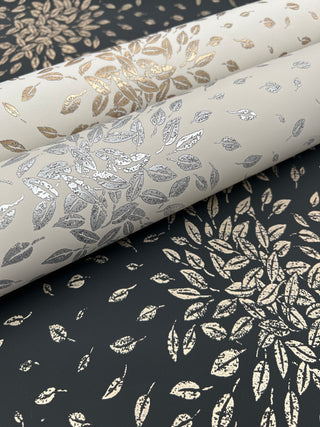 Beige & Silver Petite Leaves Wallpaper