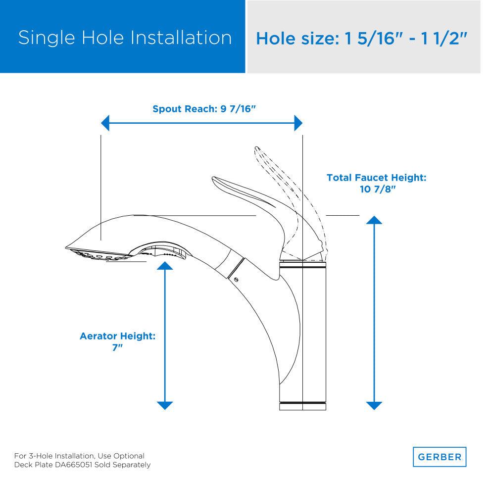 Antioch Single Handle Pull-Out Kitchen Faucet Chrome, Stainless Steel