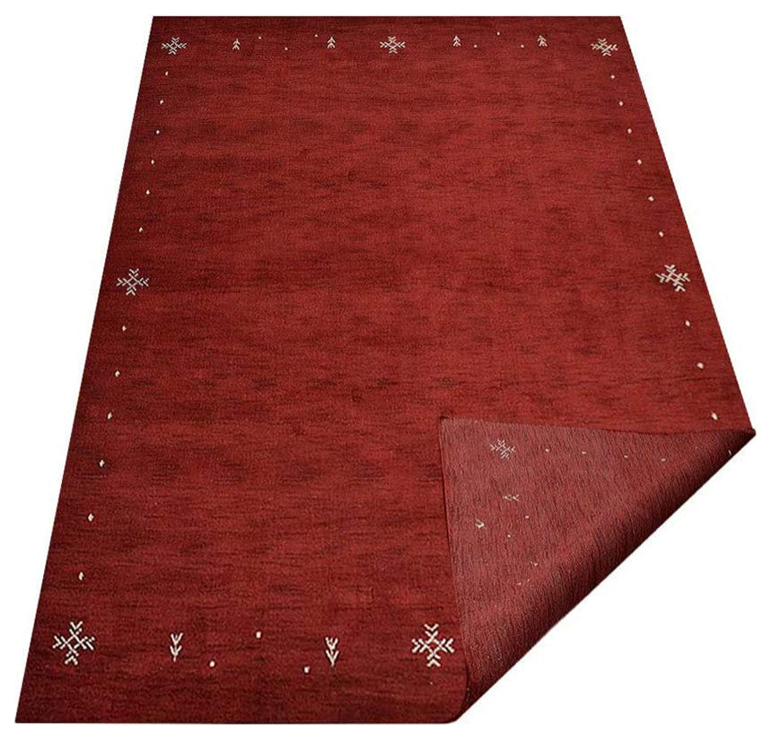 Hand Knotted Loom Wool Area Rug Contemporary, Red, [Rectangle] 8'x10'