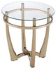 HomeRoots 25" X 23" Champagne And Clear Glass End Table