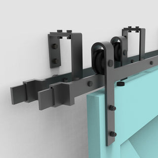 Sliding Barn Door Hardware, U Bracket Bypass, Classic Design, 8'