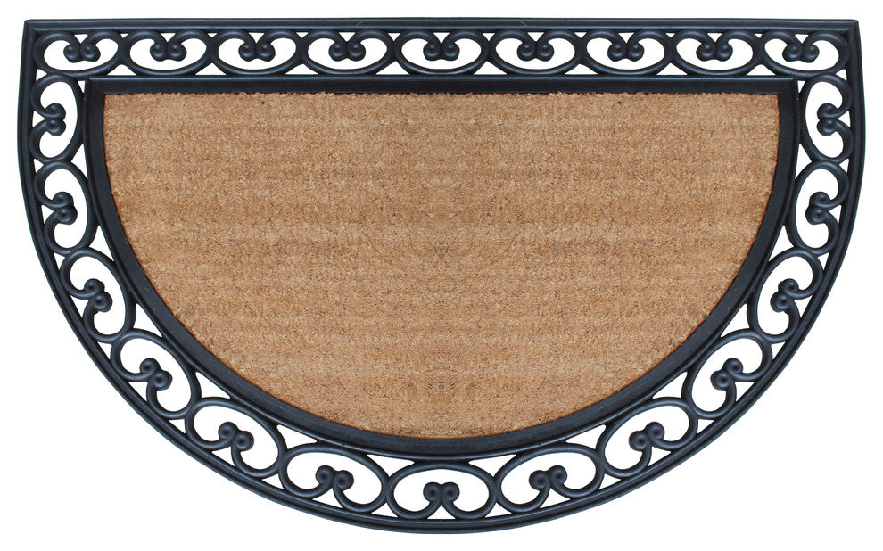Half Round Rubber, Coir, Classic Black, Standard Double Doormat, 30"x48"