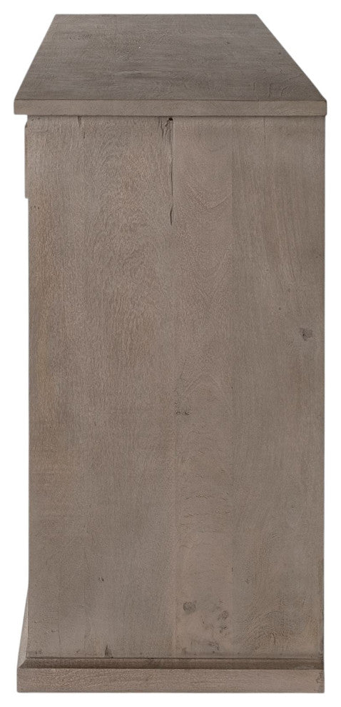 82" Brown Solid Wood 3-Drawer Sideboard With 6-Doors