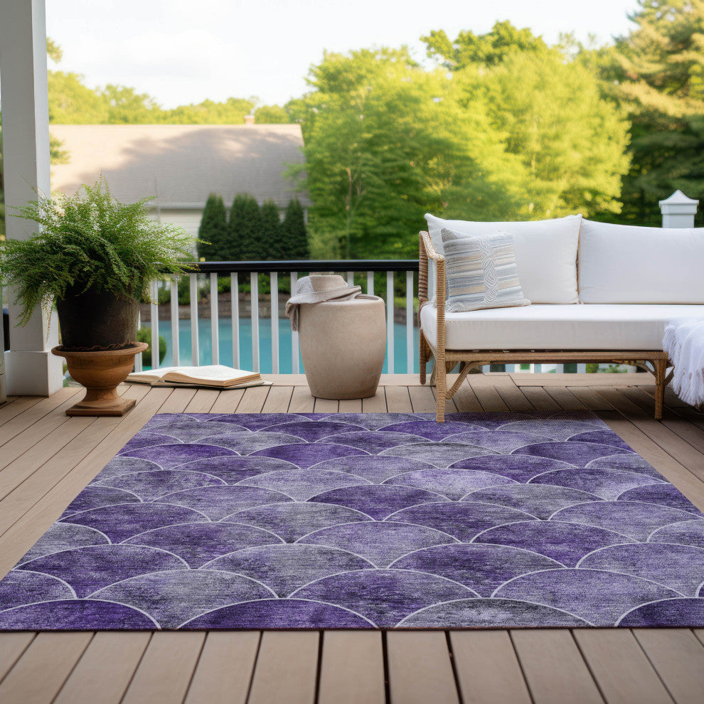 Machine Washable Indoor/Outdoor Chantille ACN594 Purple 2''6" x 3''10" Rug