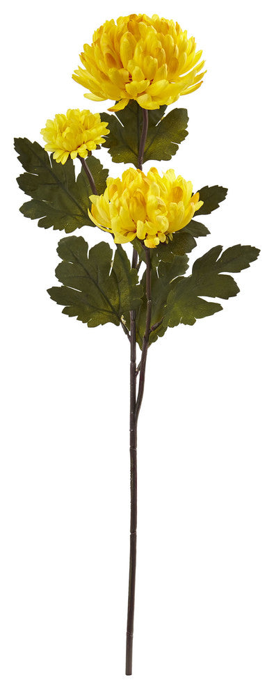 Nearly Natural 29" Chrysanthemum Artificial Flower, Set of 12, Yellow