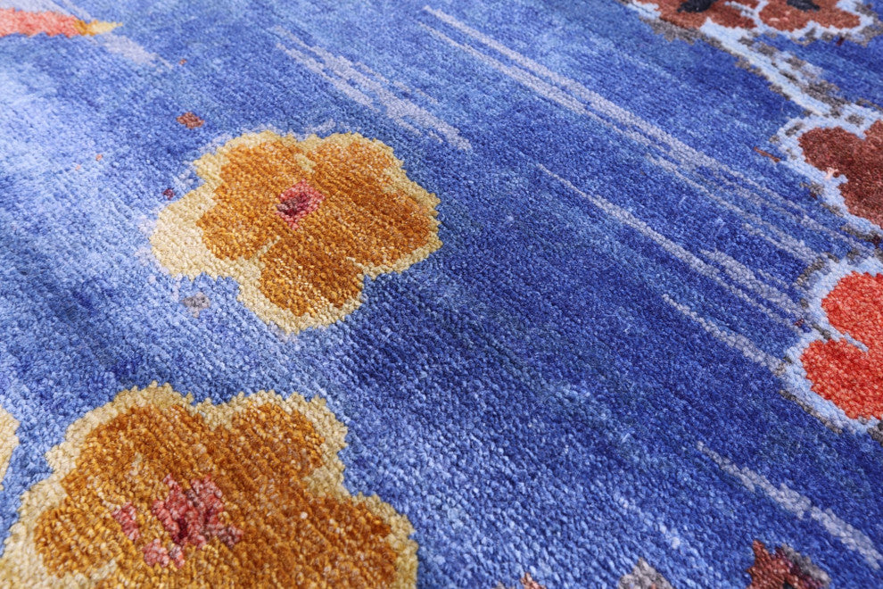 8' 10" X 11' 11" Silk Fish Design Handmade Rug Q11599