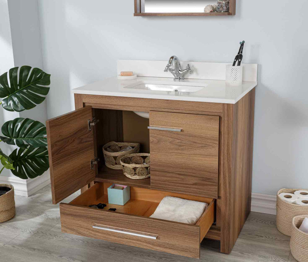 Mila Collection 36" Bathroom Vanity With Sink, Mirror, Countertop, Dark Blue
