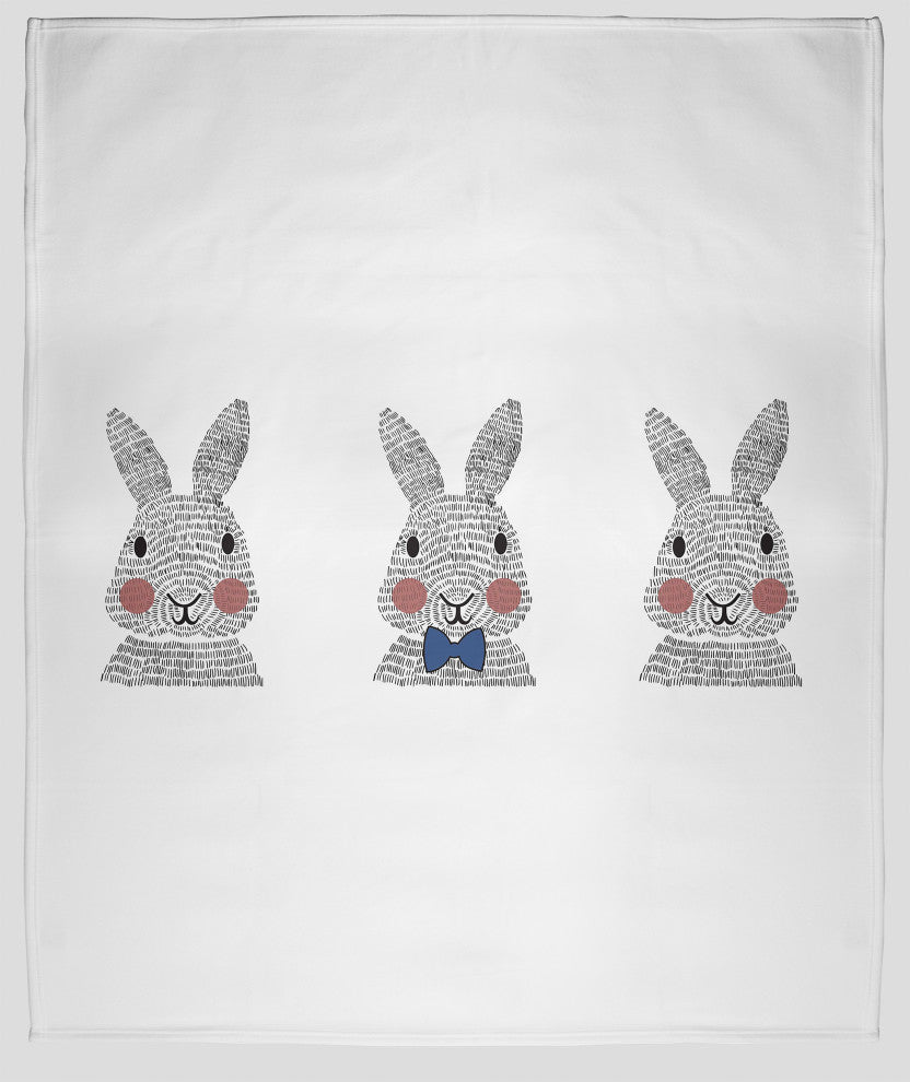 30 x 40 in Easter Bunny Triplets Throw Blanket, Dark Cobalt Blue